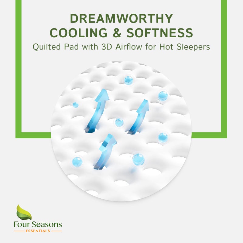 Four Seasons Essentials Queen Size Waterproof Mattress Protector - Cooling Viscose derived from Bamboo Fitted Sheet Mattress Cover - Quilted Jacquard Pad Protects from Dust Allergens - Image 5